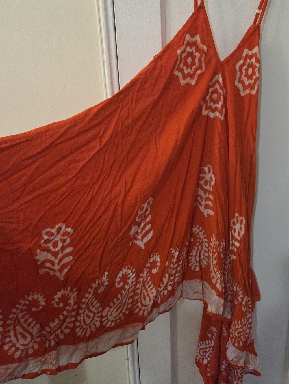 Boho Hankerchief Tie-Dye Spaghetti Strap Maxi Dress Womens Size Small
